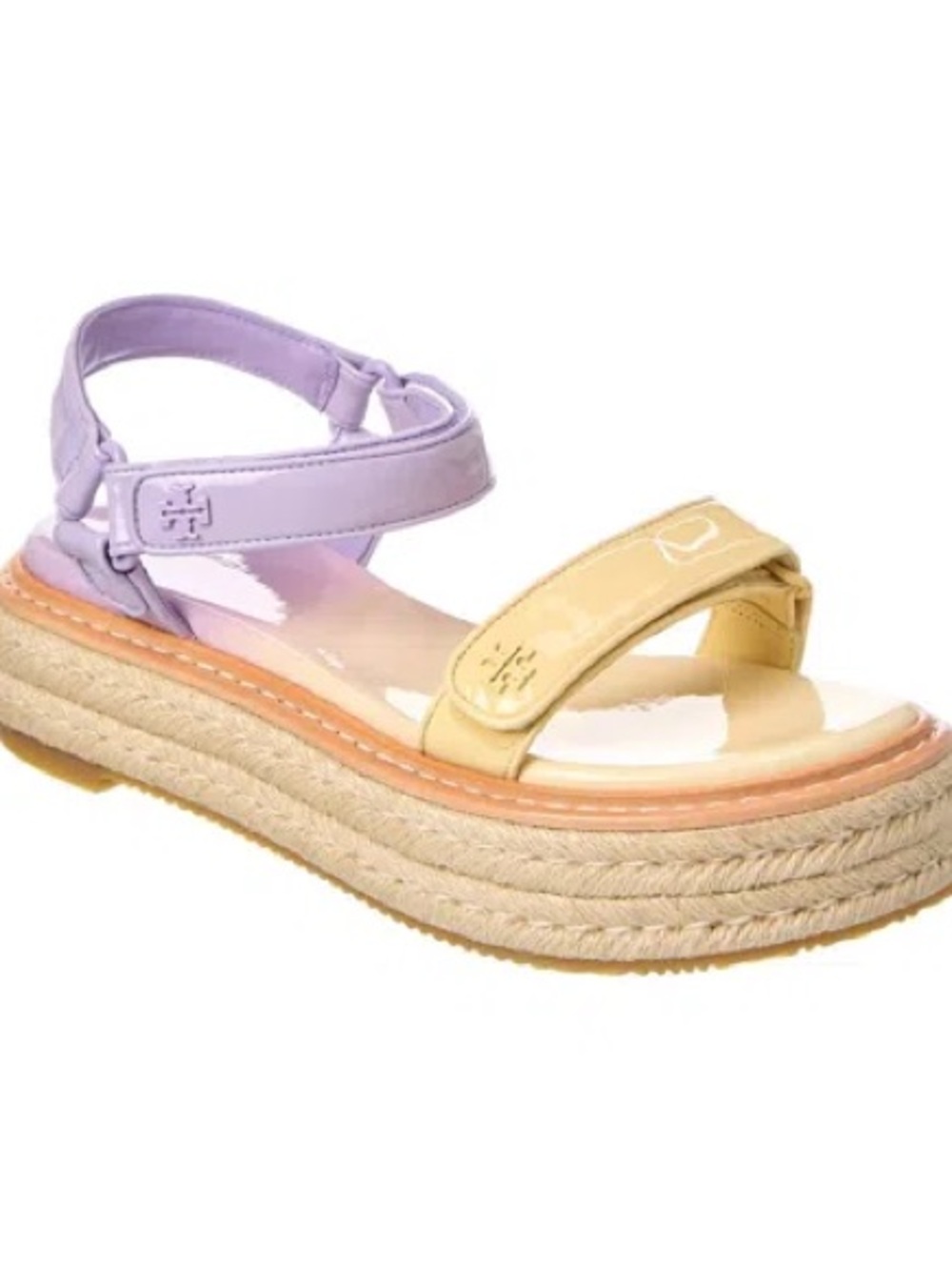 Tory Burch Espadrille Sport Patent Sandal In Purple Yellow NWOB Size 10.5